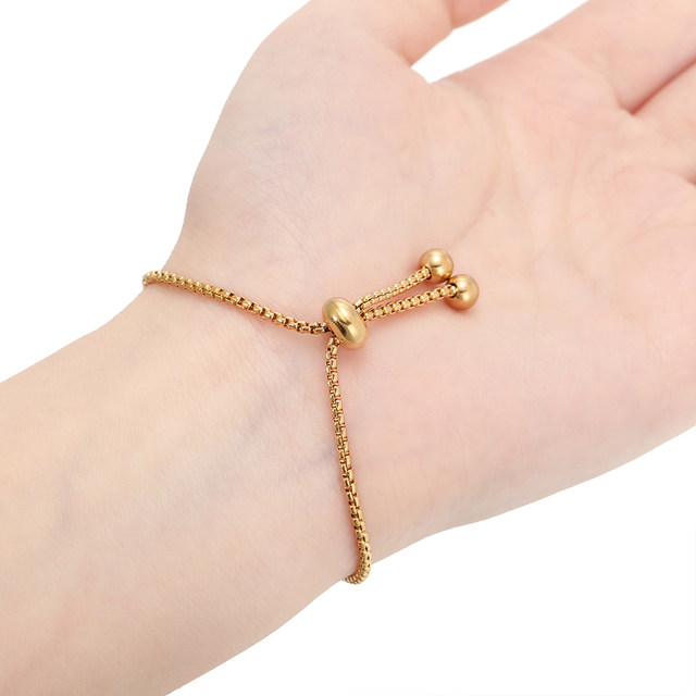 Stainless steel pull-out silicone small gold ball box bracelet adjustable extension chain DIY bracelet telescopic chain accessories