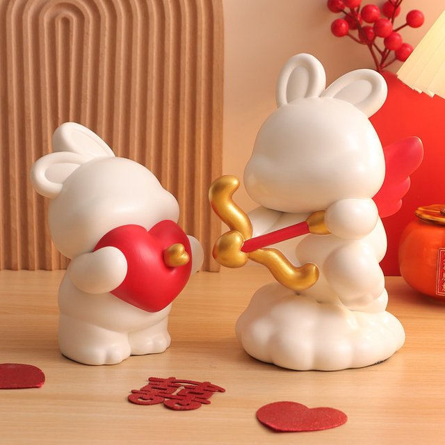 Creative Kewpie Rabbit Couple Night Light Table Ornament Wedding Gift Engagement Living Room Desktop Wine Cabinet Decoration Gift