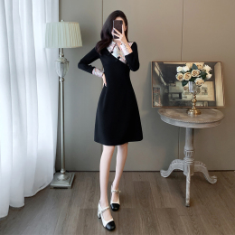 New Chinese style national wind black cheongsam dress woman autumn and winter wool loose thin senior sensual celebrity high-end