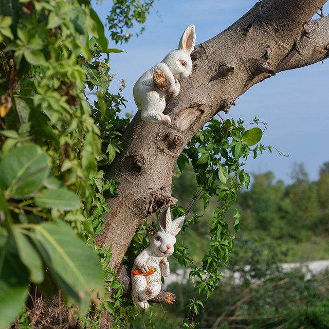 Tree With Rabbit Hole Garden decoration tree hole rabbit tree pendant courtyard gardening ...