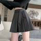 Design-sensual small suit skirt for women in autumn and winter high waist pleated skirt for slim and anti-exposure A-line skirt short skirt