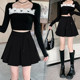 Design-sensual small suit skirt for women in autumn and winter high waist pleated skirt for slim and anti-exposure A-line skirt short skirt