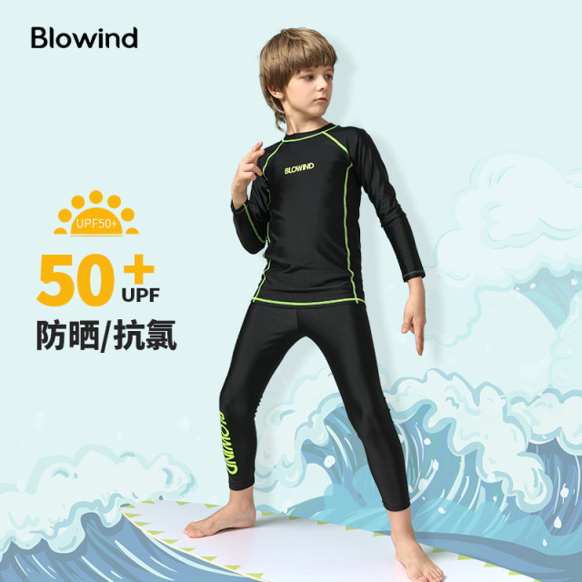 Blowind children's split swimsuit boy's sun protection quick-drying surfing diving medium and large boy's long-sleeved and long-pants swimsuit