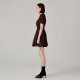 The same style in the mall, Mossack V-neck Short Sleeve High Waist Cherry Blended Printed Dress for Women