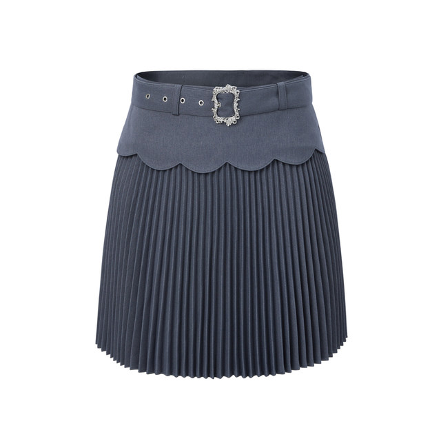 MOISSAC Mossac French age-reducing commuter college style pleated skirt A-line short skirt for women