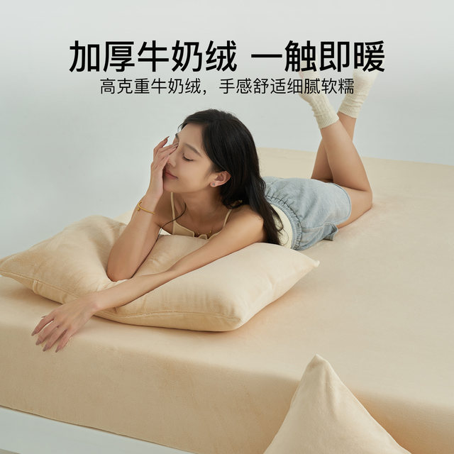 Jialiya 2025 new coral velvet fitted sheet single winter bed cover milk velvet flannel mattress protector