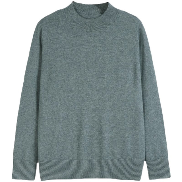 Mother's clothing 100% pure woolen sweater for middle-aged and elderly women, autumn and winter plus size half turtleneck bottoming sweater