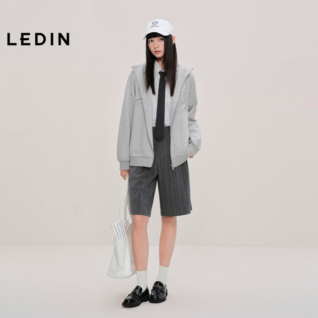 
Lecho stretch casual mid-shorts commuting loose wide-leg shorts C2GCF3308