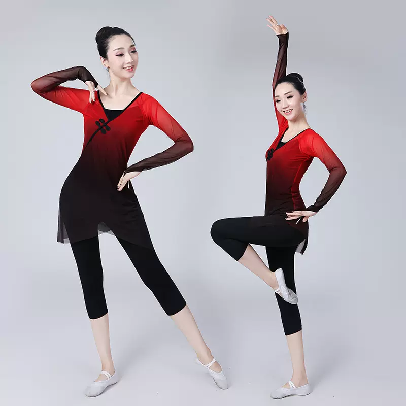古典舞练功服女身韵舞蹈服民族舞纱衣民族形体上衣