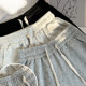 Gray sports shorts for women in summer 2025 new high-waisted slim loose straight bf style mid-scent pants five-point pants