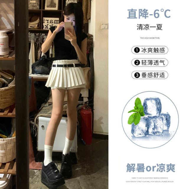 White pleated skirt for women in summer hot girl small jk miniskirt high waist slim a line skirt pure and sexy skirt