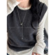 Korean silver sugar cube titanium steel pull-out necklace for women, unique design, autumn and winter long sweater chain, fashionable and versatile accessory