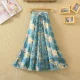 Chiffon floral skirt women's clothing 2024 summer new lace versatile printed large long model long skirt
