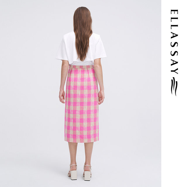 
Glissole summer new cotton red pink slit pencil skirt for women EWW342Q02300