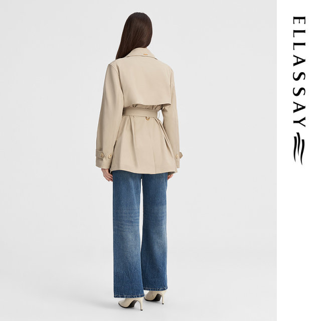 
Gliss Outlet Autumn New Belt Design Classic Short Trench Coat Women EWW343F00900