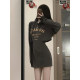 Sweet hot girls frying the street waist hooded sweatshirt dress early autumn women's clothing design sense two-piece hip-cover short skirt