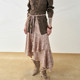 hug 2025 autumn and winter new cashew flower double-layer irregular skirt hem fur skirt