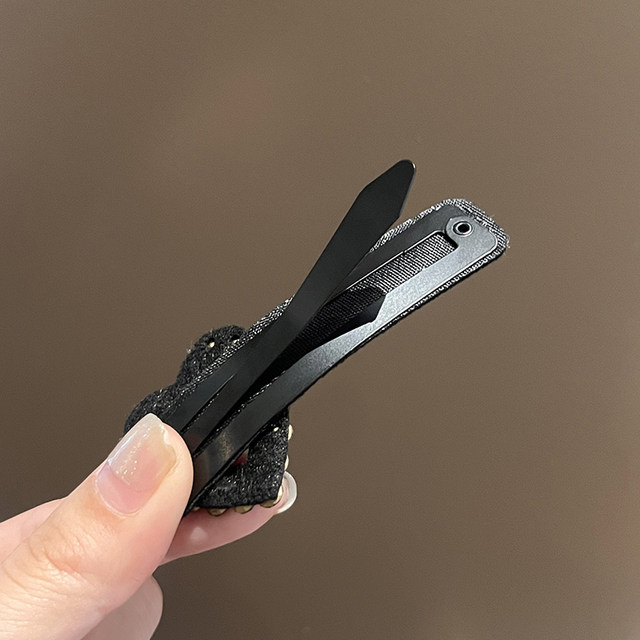 Autumn and winter black small fragrant velvet BB clip temperament women's back hairpin rhinestone high-end side clip hairpin clip