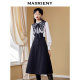 MAXRIENY Retro A-Line Princess Dress Autumn Waffle Umbrella Strap Skirt