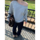 Pusumede off-shoulder sweatshirt for women loose casual and simple lazy pullover one-shoulder temperament slim top