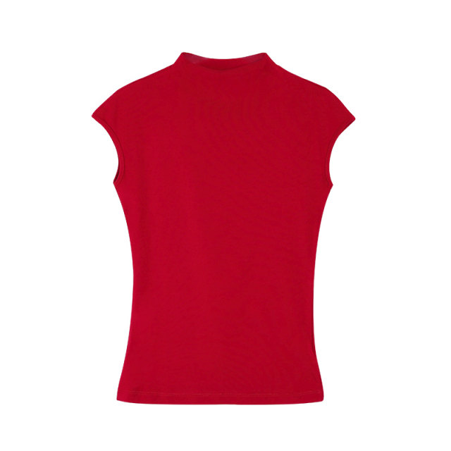 pusumede black half-high neck small flying sleeve T-shirt for women short-sleeved slim look slim temperament inner knitted top