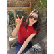 pusumede black half-high neck small flying sleeve T-shirt for women short-sleeved slim look slim temperament inner knitted top