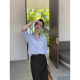 pusumede black straight suit skirt for women in summer high waist design slit mid-length hip-cover skirt