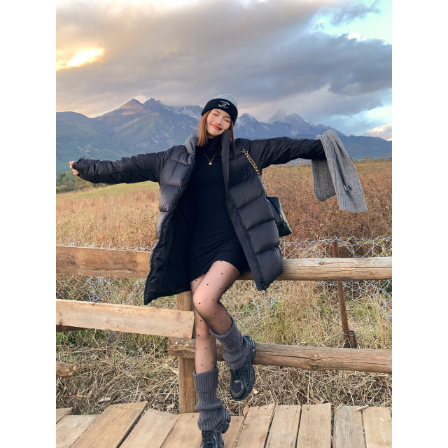 pusumede black slim knitted dress for women long-sleeved bottom skirt temperament half high neck tight hip-covered skirt