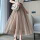 Loose mesh princess skirt for women with high waists showing spring and summer 2025 new A-line long skirt for mid-length skirt for women
