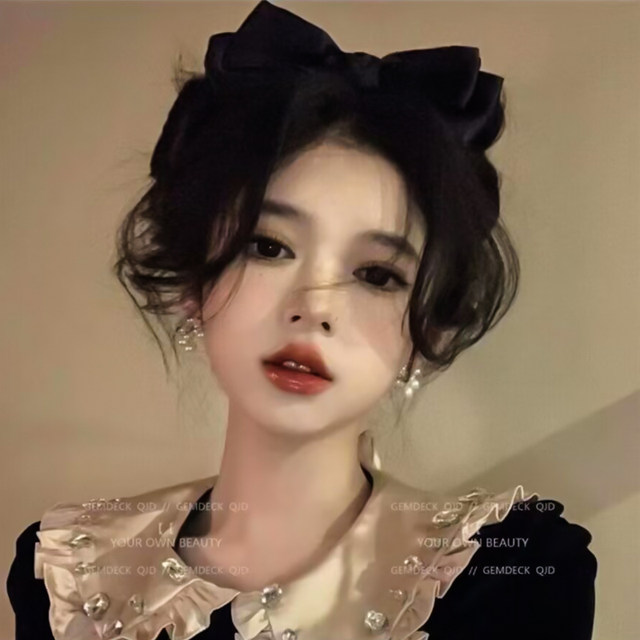 Bow hair clip girl's back head princess head clip large size 2024 new black shark clip headdress