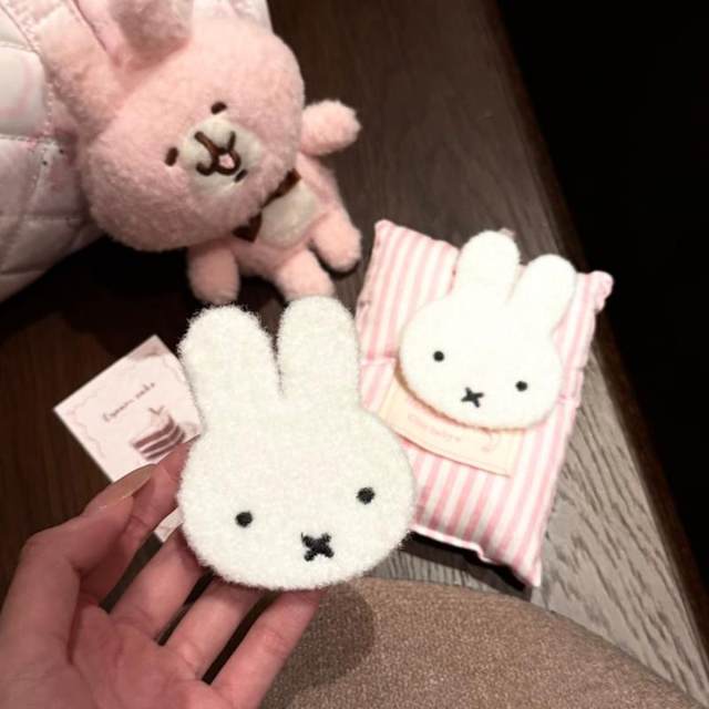 
Homemade Miffy Rabbit Plush Cartoon Post Bangs Stickers Sweet Girl Blackmailing Money Traceless Velcro Hair Accessories