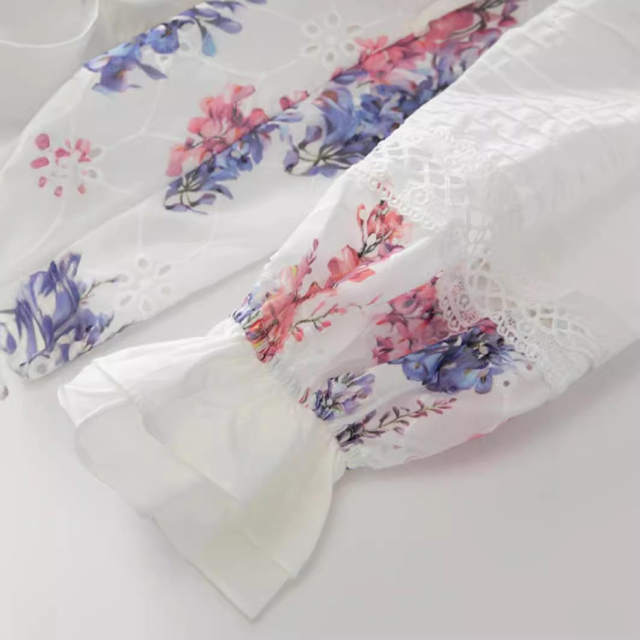Spring light luxury classic holiday dress embroidered loose loose leaf-cut hollow square collar long skirt women's high waist square collar