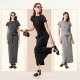 American fashion brand washing and old long A-line skirt with a slit high waist covering the strap to make you look slim straight and loose skirt for women
