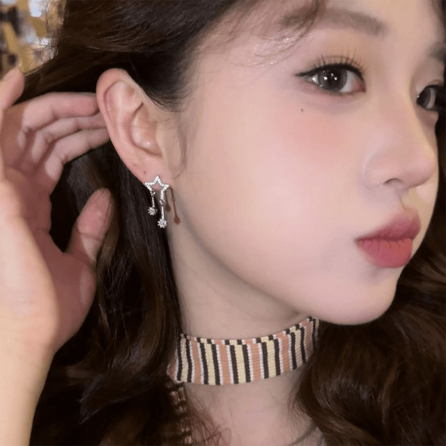 
Super sparkling star zircon earrings for women 2025 new popular fashion niche design earrings high-end temperament earrings