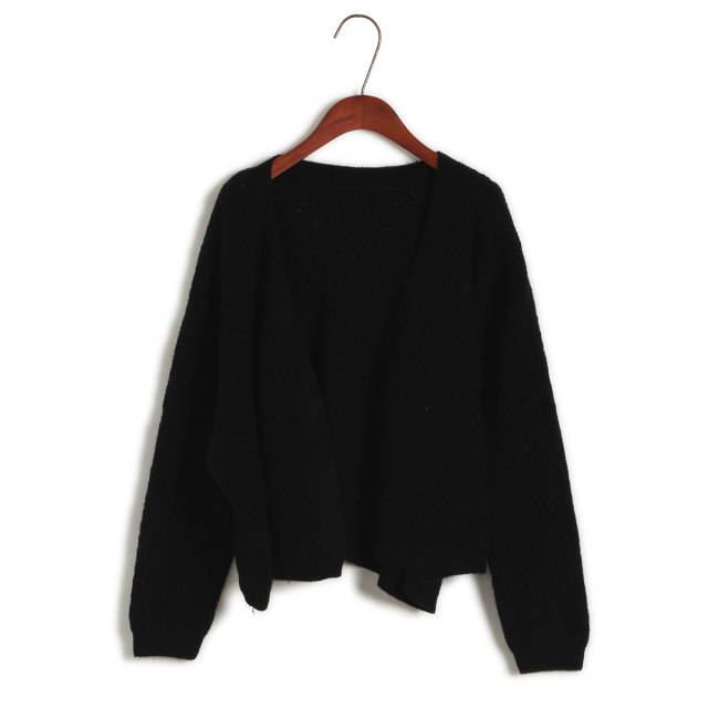 Simple, no button-up V-neck short loose sweater cardigan jacket spring and autumn women's sweater solid color top