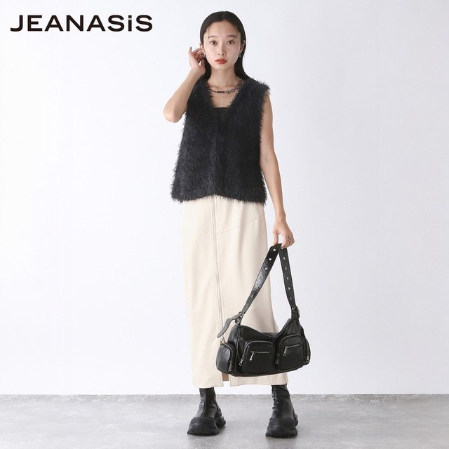 JEANASIS skirt for women in winter new style stylish solid color zipper simple Japanese long skirt 133807
