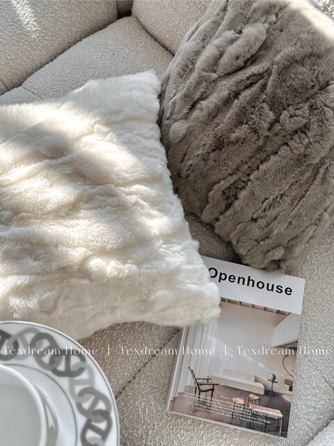 Texdream attitude, Otter Rabbit Fur Series, Fur Pillow Ins, Light Luxury Modern Living Room Sofa Cushion Pillow Cover