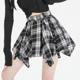 Retro old hot girl pleated skirt for women in summer irregular A-line version contrasting color anti-exposure plaid skirt pants