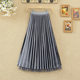 Wear golden velvet pleated skirts on both sides, women's spring and autumn, high waist, thin waist, and hi -shaped gauze mid -length skirt
