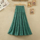 2024 spring and summer new high-waisted retro floral chiffon spliced ​​cake skirt A-line printed long skirt women's skirt