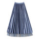 Wear golden velvet pleated skirts on both sides, women's spring and autumn, high waist, thin waist, and hi -shaped gauze mid -length skirt
