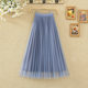 Wear golden velvet pleated skirts on both sides, women's spring and autumn, high waist, thin waist, and hi -shaped gauze mid -length skirt
