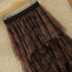 2024 spring and summer new high-waist multi-layer irregular plaid tulle skirt spliced ​​plaid mesh long skirt women's skirt