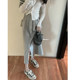 Grey sweat skirt with terry skirt with autumn and winter slit medium-length pear shape high waist sports hip straight skirt