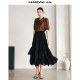 Mandesil's leisel tense skirt 2025 summer new fashion lotus leaf ear earrings high waist A-line skirt for women