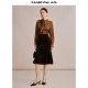 Mandesy retro skirt 2025 autumn new product elastic velvet A-swing fishtail skirt commuting OL long skirt
