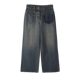 Jinggu black label JGGU washing cotton high waist droop wide-leg jeans for women
