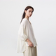 Japanese lantern sleeve thin pleated texture shirt V-shaped exquisite lace collar fall shoulder mid-sleeved design loose and light