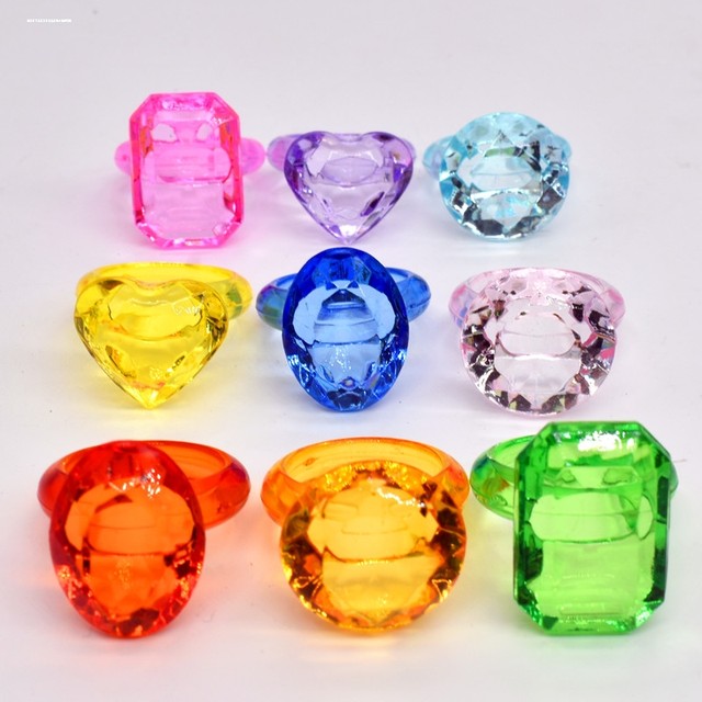 Children's ring ring plastic candy color imitation diamond ring color princess jewelry jewelry ring ring bracelet transparent