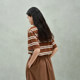 ochirly Oushili striped embroidered short-sleeved T-shirt women's top casual loose sports new products for spring 2025
